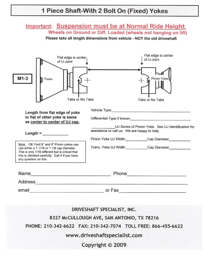 Chevy Drive Shaft Length Chart